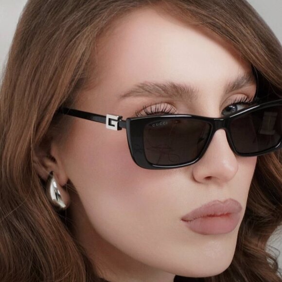 ?️ New Gucci GG1681S 001 Sunglasses - Shiny Black Frame, Solid Grey Lens… main image 7